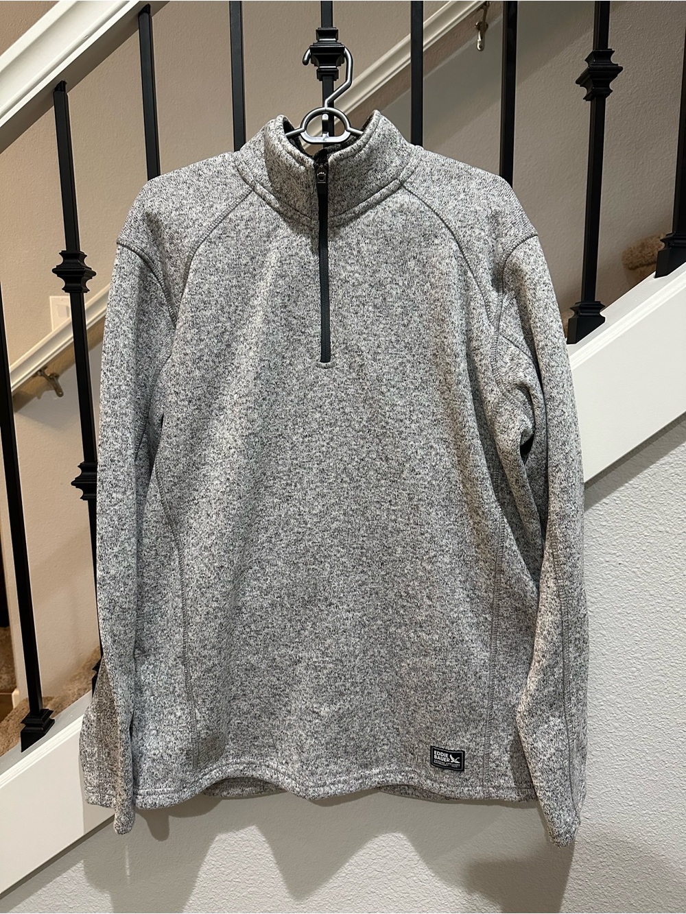 Eddie Bauer Men's Light Gray Heather Half-Zip Pullover